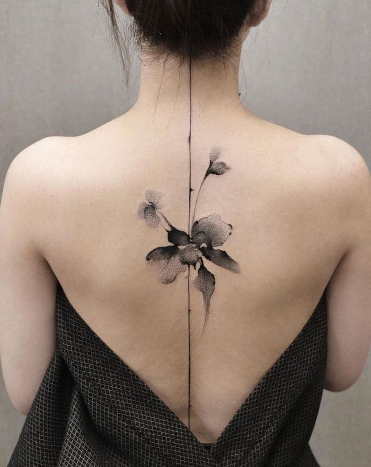 Abstract Feminine Back Tattoos