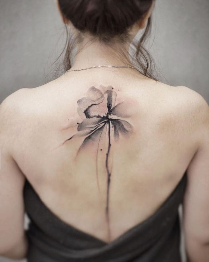 Abstract Feminine Back Tattoos