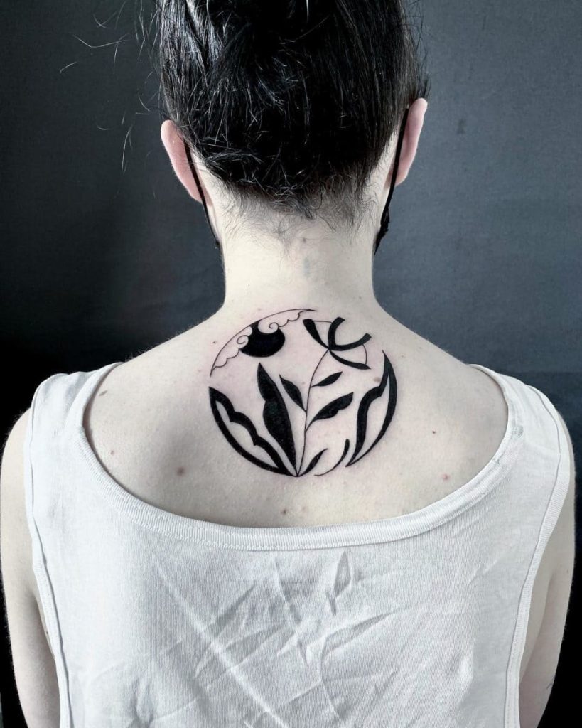 Abstract Feminine Back Tattoos