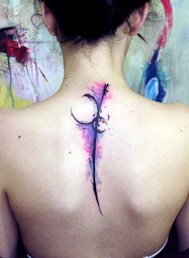 Abstract Feminine Back Tattoos
