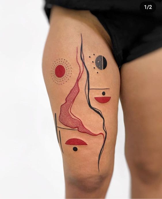 Abstract Woman Leg Tattoos