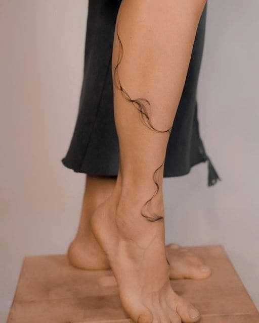 Abstract Woman Leg Tattoos