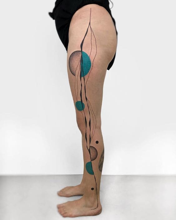 Abstract Woman Leg Tattoos