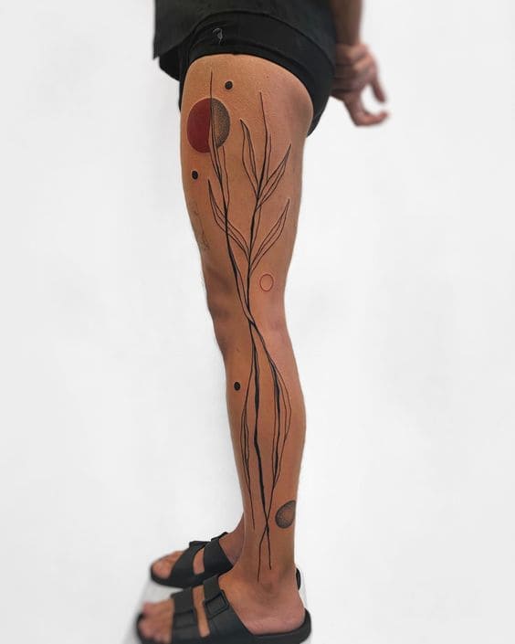 Abstract Woman Leg Tattoos