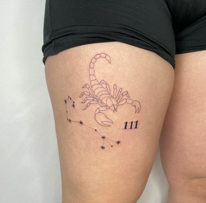 Alluring Thigh Tattoos For Scorpio Ladies