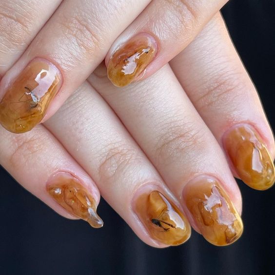 Amber Tone Nail Art6