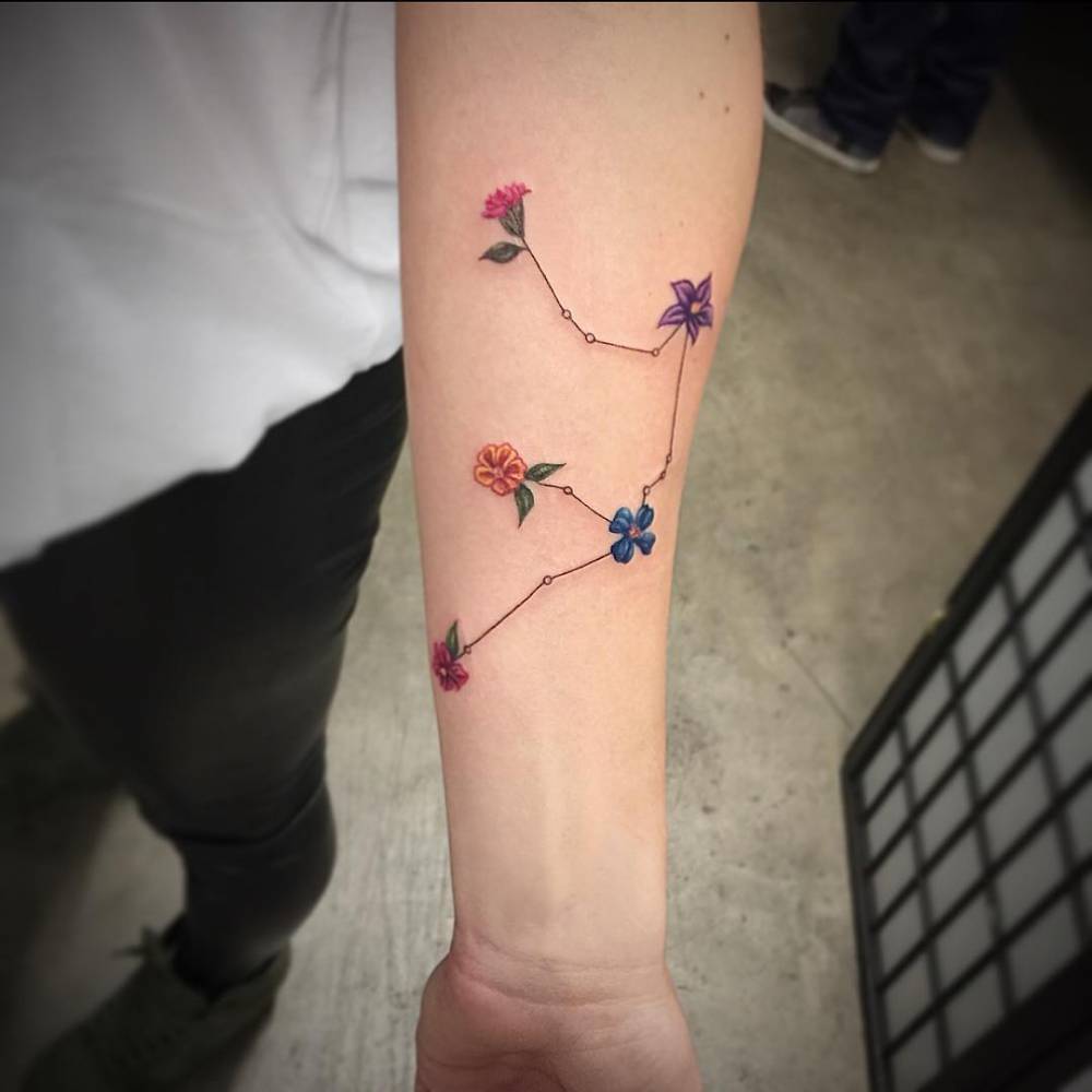 Aquarius Zodiac Flower Tattoos