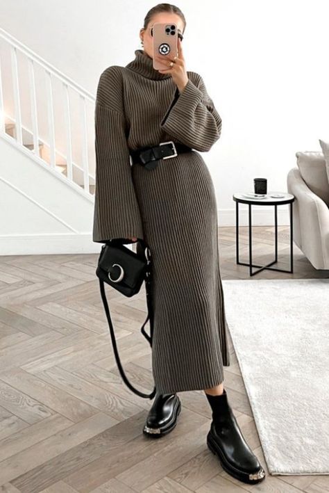 Autumn Knit Dress Outfits