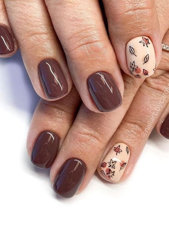 Autumn Leaf Short Nail Art2