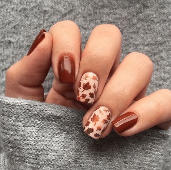 Autumn Leaf Short Nail Art4