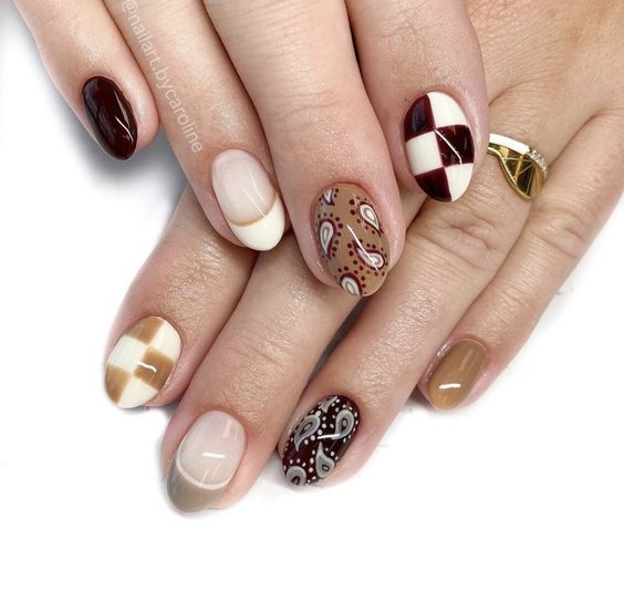 Autumn Mismatched Manicure