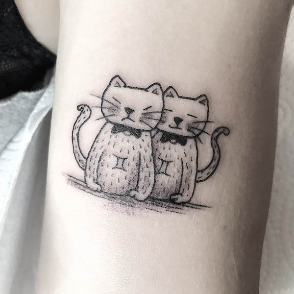 Beautiful Gemini Cat Tattoo