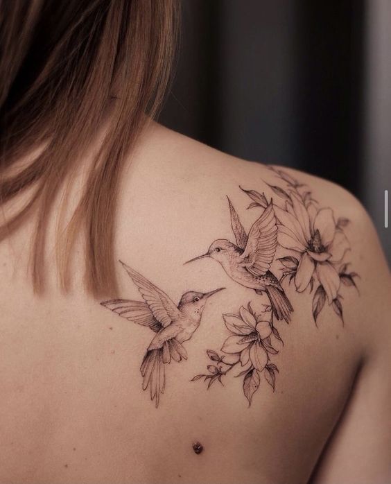 Bird With Flower Tattoos