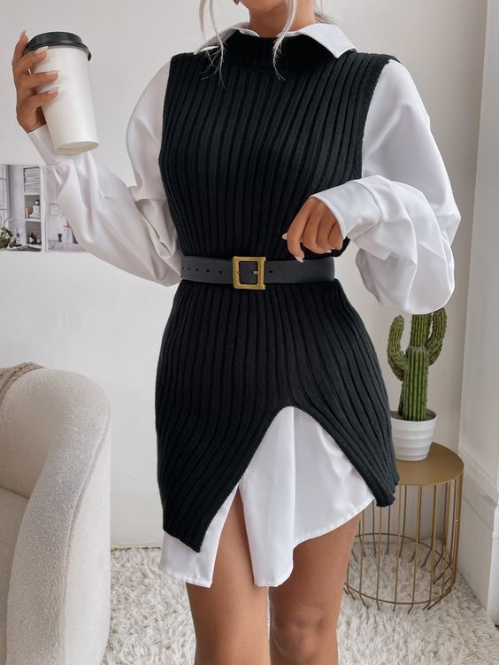  Black Dress Over Long Blouse
