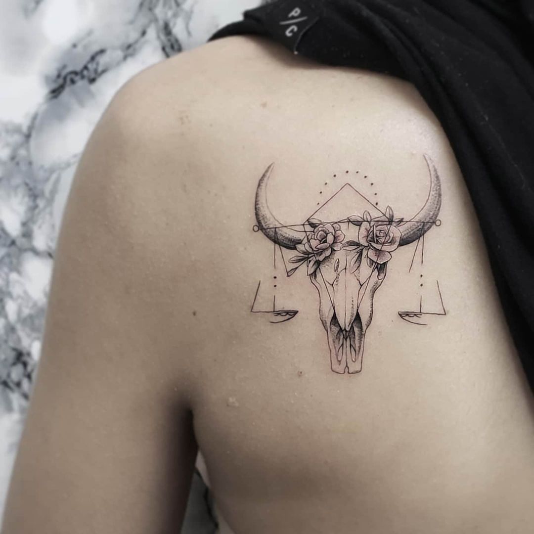 Bohemian Style Taurus Tattoo Ideas