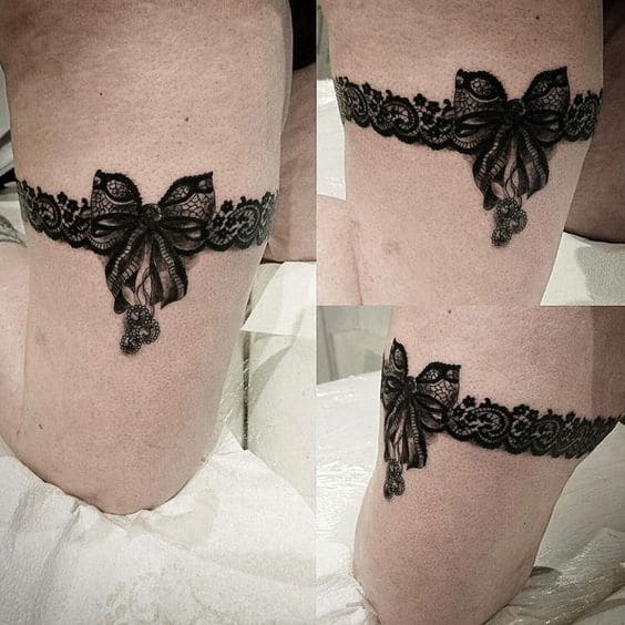  Bow Wraparound Tattoos On Thigh