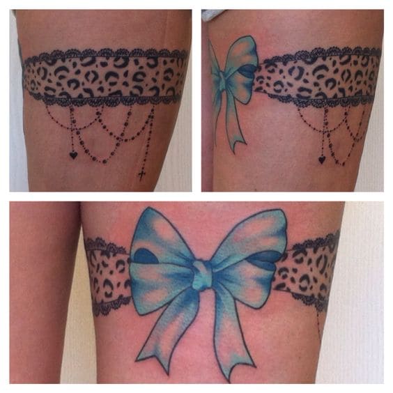  Bow Wraparound Tattoos On Thigh