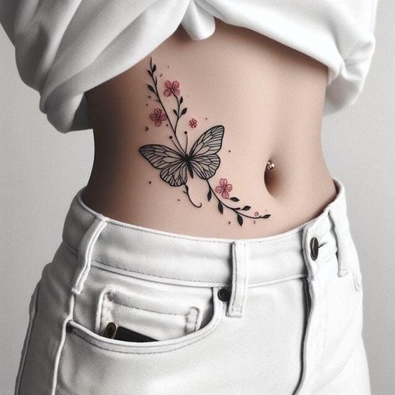 Butterfly Tattoos On Waist