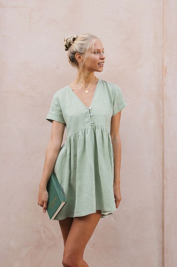 Casual Linen Mini Dress