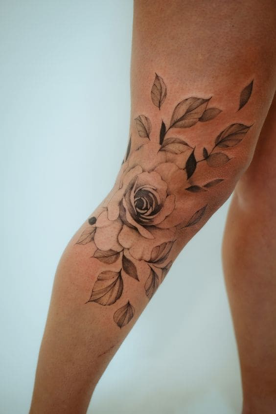 Charming Floral Tattoos On Leg
