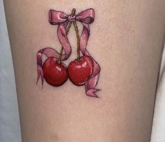 Cherry Bow Tattoo Designs