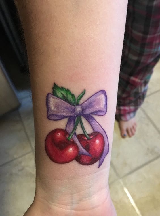 Cherry Bow Tattoo Designs