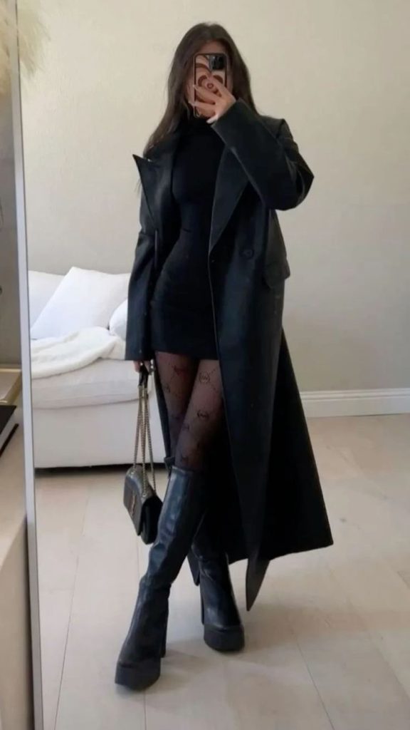  Classy Trench Coat And Little Black Dress Ideas