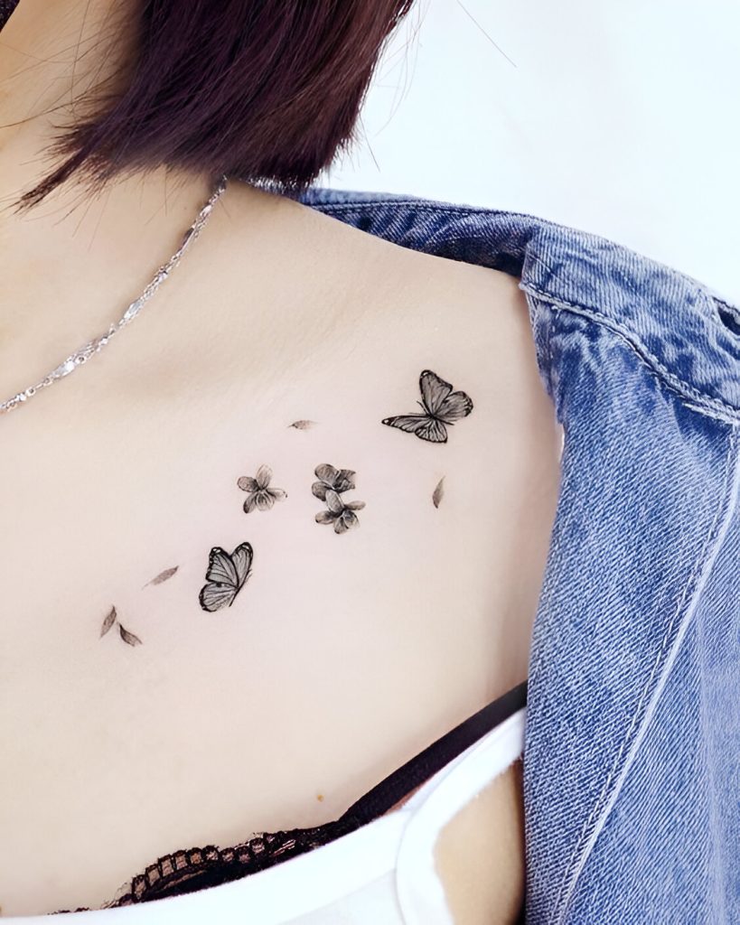Collarbone Butterfly Tattoos