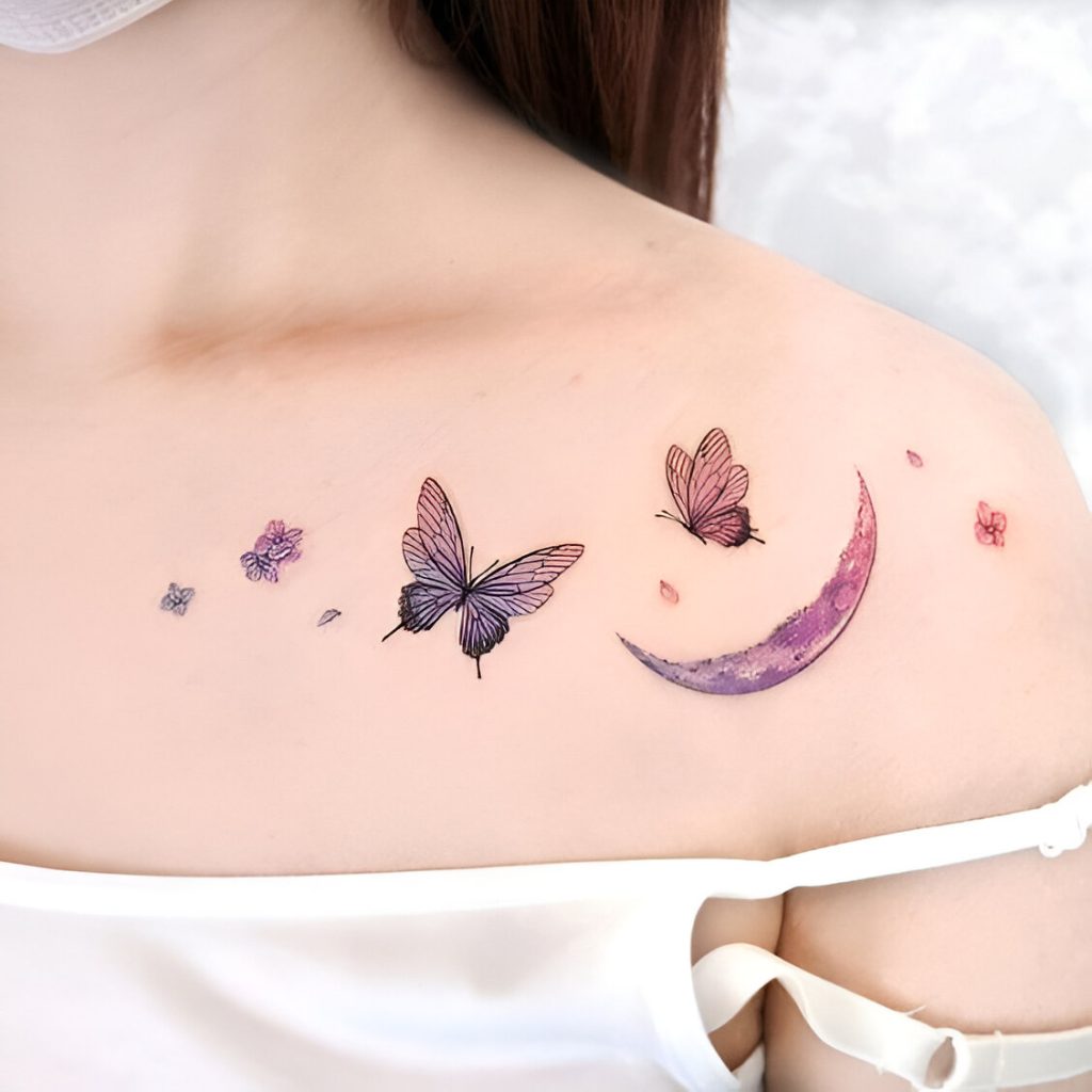 Collarbone Butterfly Tattoos