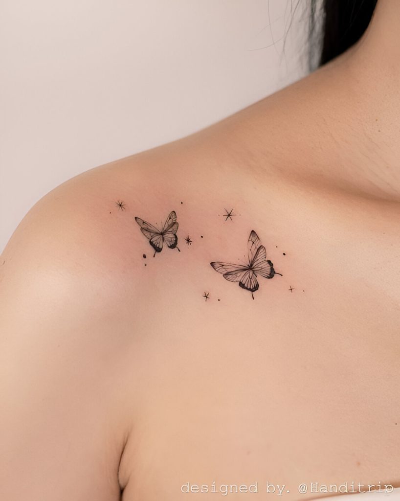 Collarbone Butterfly Tattoos