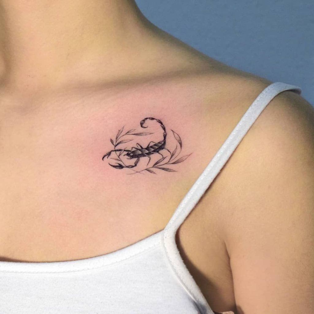 Collarbone Tattoos For Scorpio Zodiac Sign