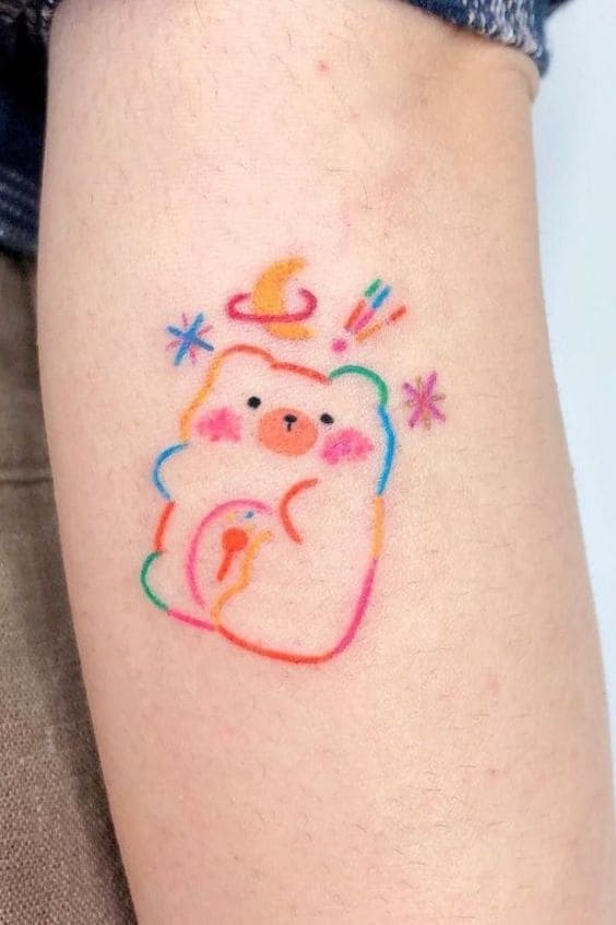 Color Lined Animal Tattoo Ideas