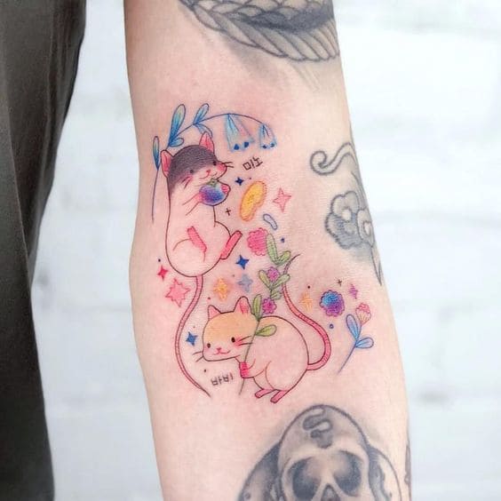 Color Lined Animal Tattoo Ideas