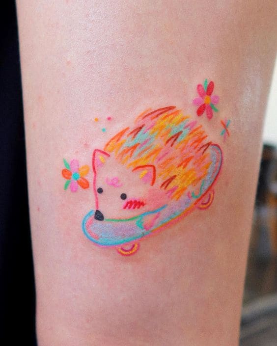 Color Lined Animal Tattoo Ideas