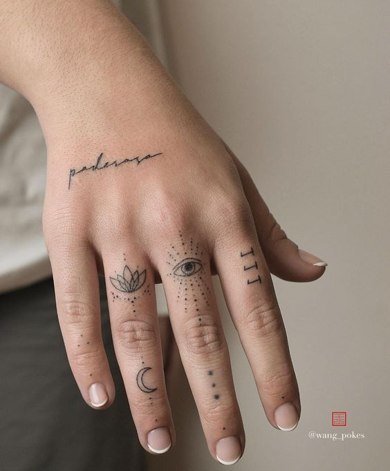  Crescent Moon And Star Finger Tattoo Designs