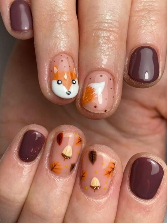Cute Short Acorn Manicures6