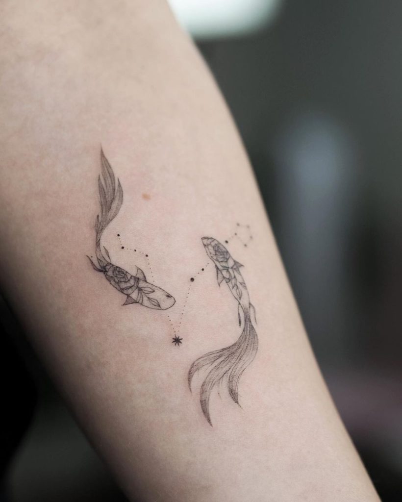 Dainty Symbol Drawings For Pisces Tattoo Designs