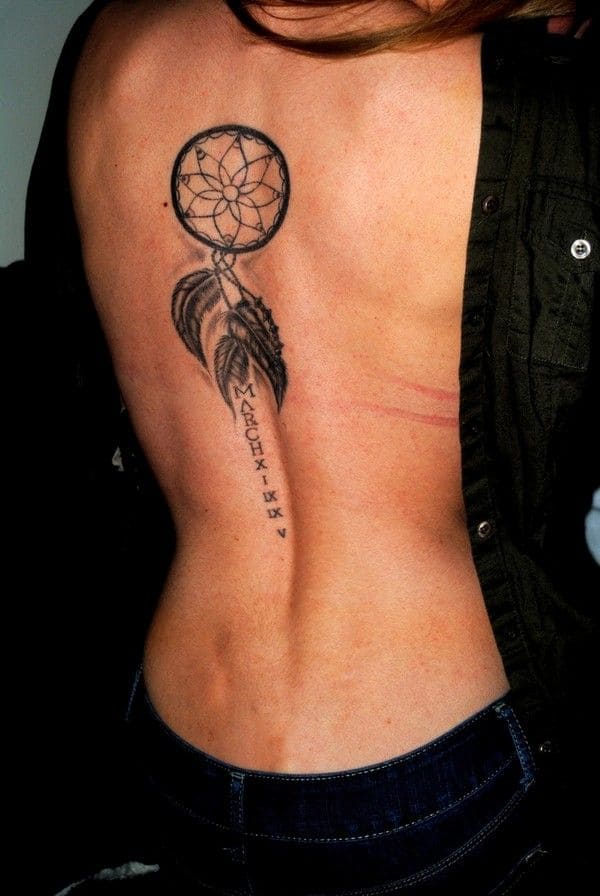 Dreamcatcher Feminine Back Tattoos
