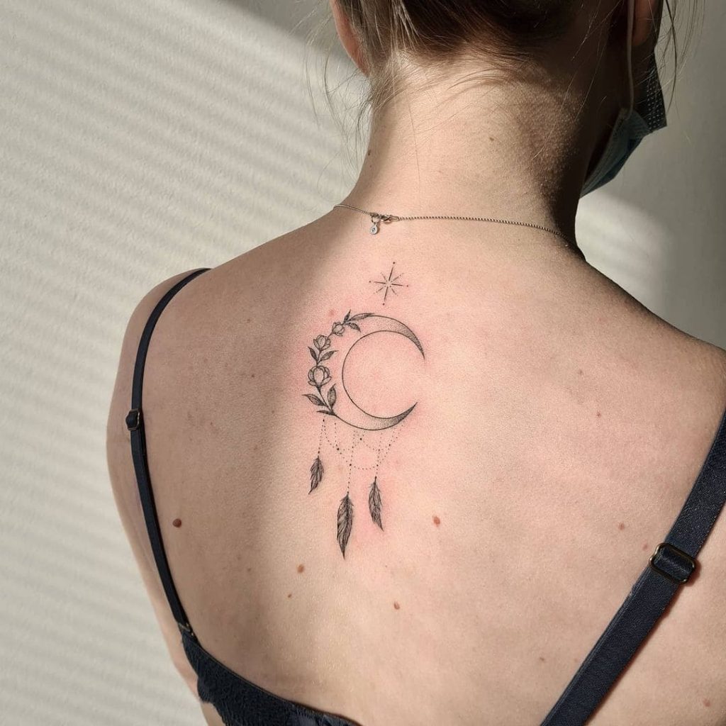 Dreamcatcher Feminine Back Tattoos