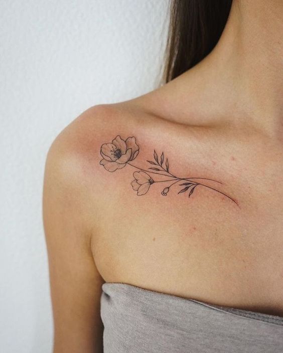 Floral Collarbone Tattoo