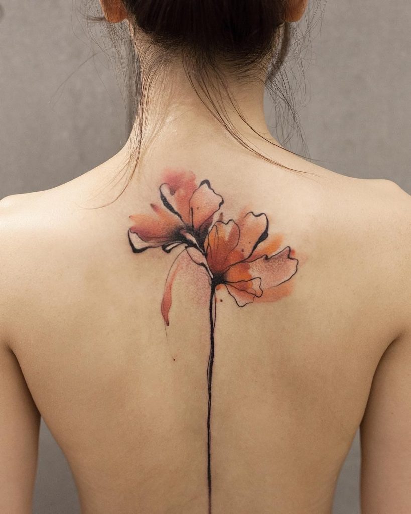 Floral Feminine Back Tattoos