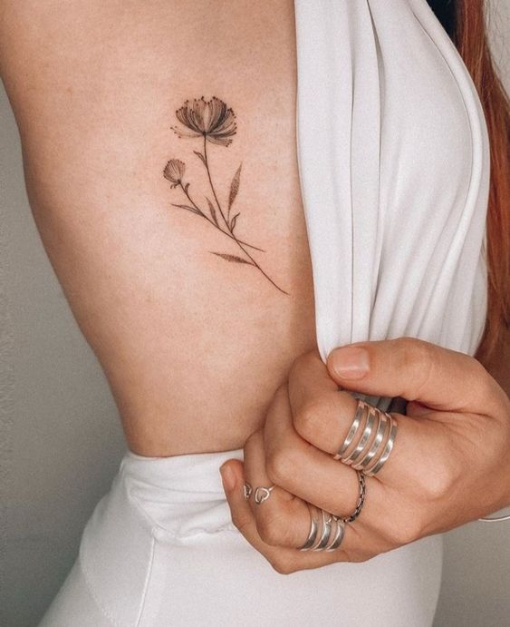 Floral Outline Tattoos
