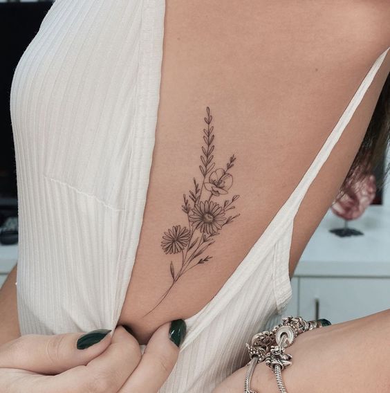 Floral Outline Tattoos