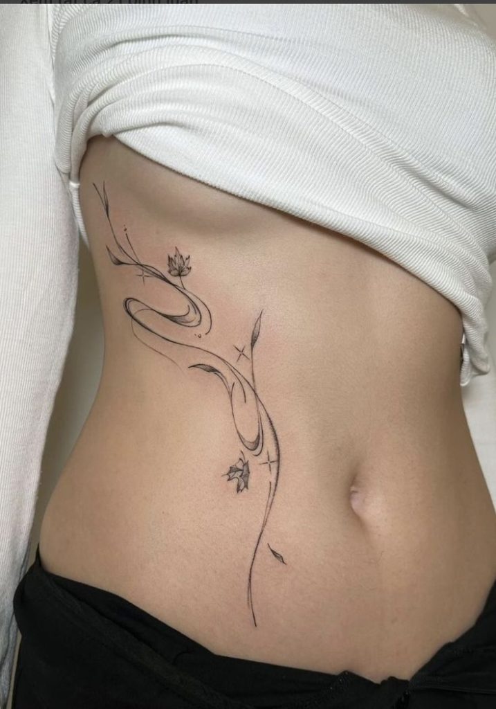 Flower Branch Waist Tattoos