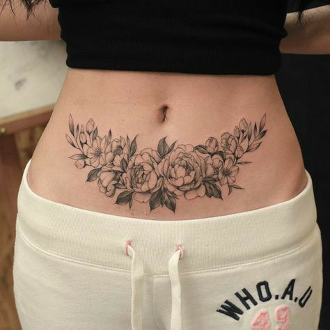 Flower Branch Waist Tattoos