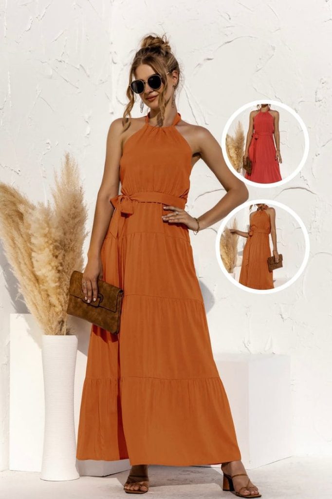 Flowy Long Halter Dresses
