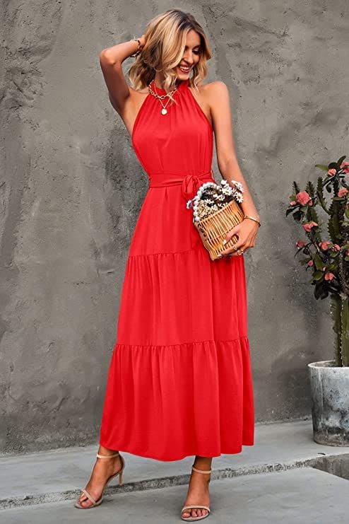 Flowy Long Halter Dresses
