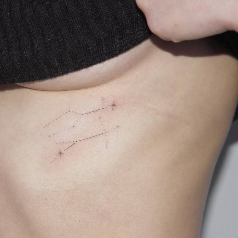 Gemini Constellation Underboob Tattoo