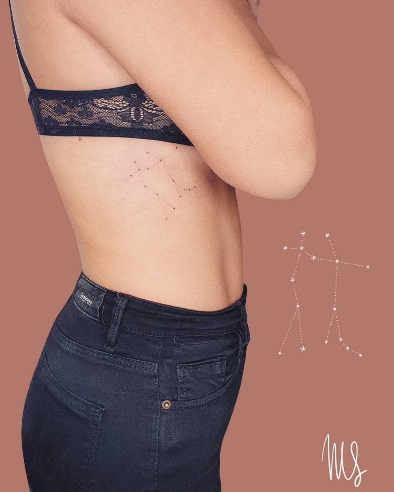 Gemini Constellation Underboob Tattoo