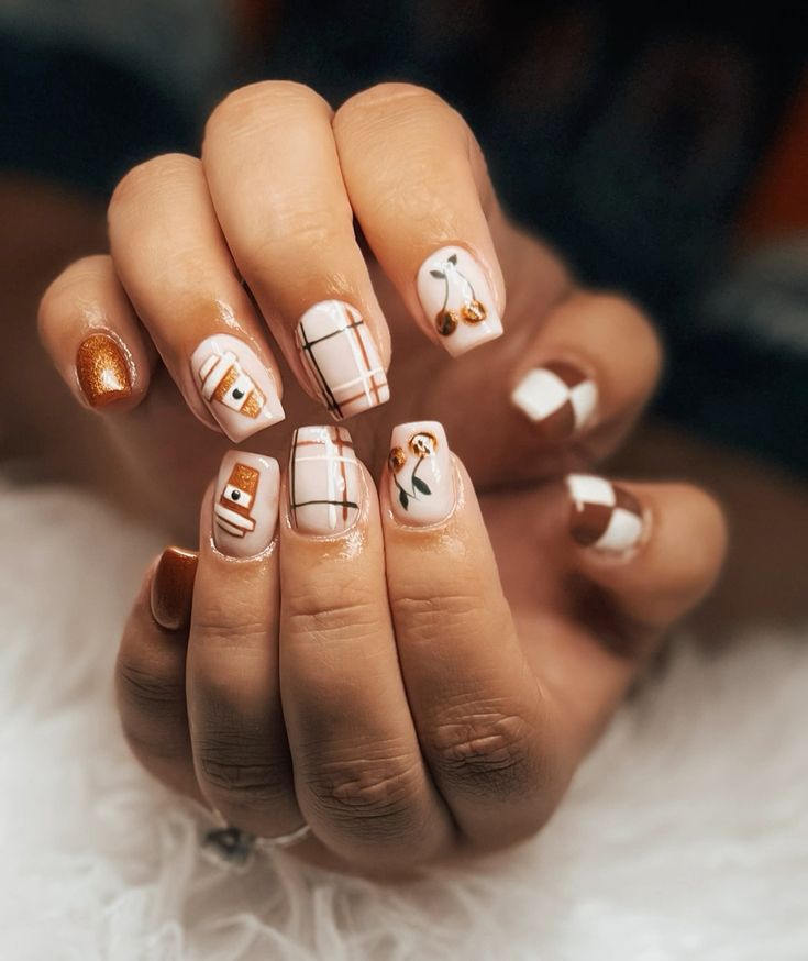 Gingham Short Fall Nail Ideas3